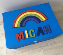 Rainbow personalised hand painted baby Gift Box - Memory Keepsake Box - Fred And Bo