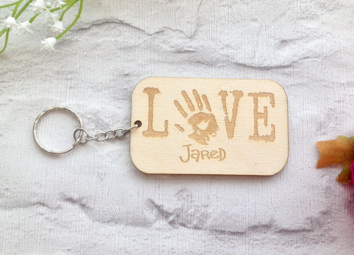 HANDPRINT engraved love keyring - Fred And Bo