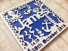 Baby boy underwater theme laser cut wooden plaque - Fred And Bo