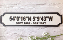 Longitude Latitude custom coordinate street sign - double line personalised - Fred And Bo