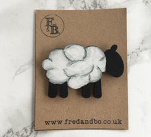 Sheep- Laser cut hand painted wooden badge - Fred And Bo