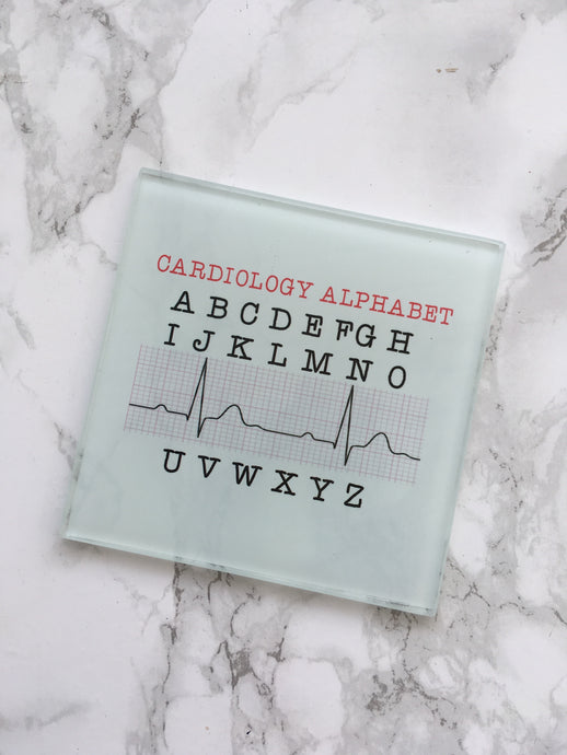 Cardiology Alphabet- ECG - Medical gift- printed glass coaster - Fred And Bo