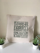 Personalised Word Art printed cushion - Fred And Bo