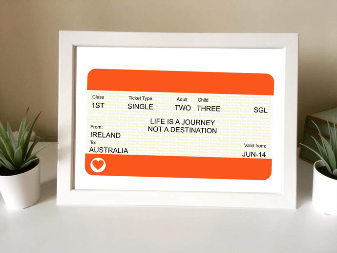 Personalised Train ticket Framed Print - Fred And Bo
