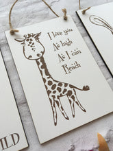 I love you as high as I can reach Giraffe engraved plaque - Fred And Bo