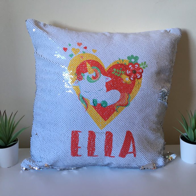 Magical unicorn sequins reveal cushion personalised unicorn cushion - Fred And Bo