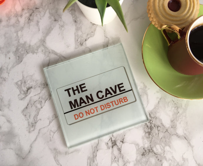 Man cave street sign style - printed Glass Coaster - Fred And Bo