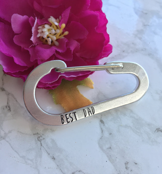 Best Dad- hand stamped carabiner key ring - Fred And Bo