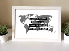 Friends Forever world map Framed Print - Fred And Bo