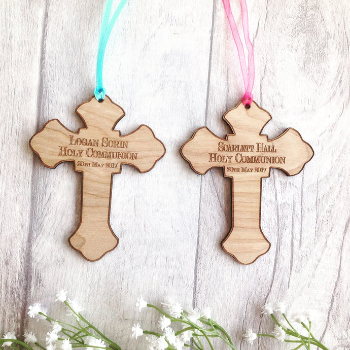 Holy communion gift laser engraved cross personalised - Fred And Bo