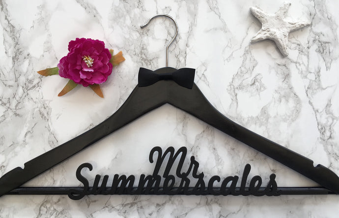 Personalised name Wedding suit hanger black groom - Fred And Bo