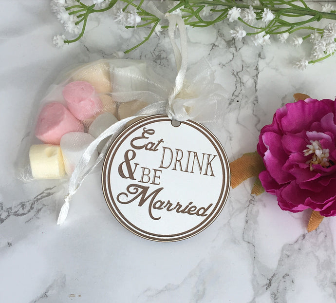 Wedding Favour Tag - Eat Drink & Be Married - Wooden wedding - Fred And Bo
