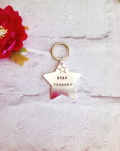 Star hand stamped metal keyring with star charm - Fred And Bo