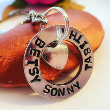 Hand stamped washer keyring- personalised with names - Fred And Bo