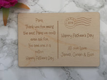 Father's Day wooden engraved postcard - Fred And Bo