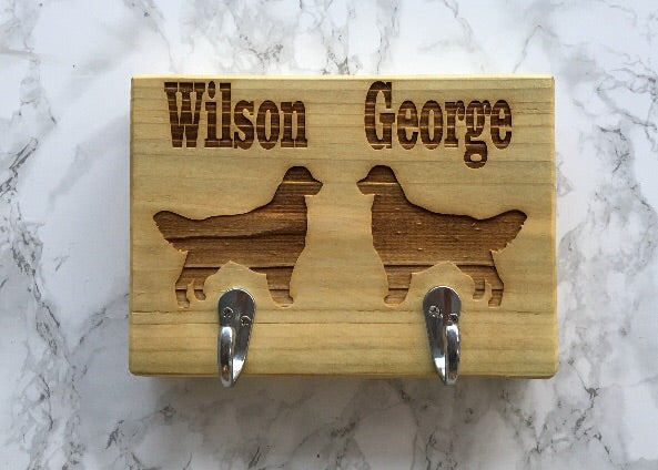 Personalised Double Dog Lead Holder - Fred And Bo