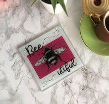 Bee-utiful - Bee sketch- printed glass coaster - Fred And Bo