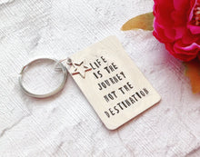 Life is the journey not the destination hand stamped metal key ring - Fred And Bo