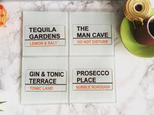 Gin & Tonic Terrace- street sign style- Alcohol gift- printed glass coaster - Fred And Bo