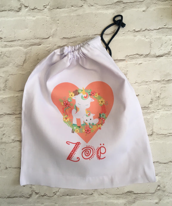 Personalised drawstring gym bag - Unicorn design - Fred And Bo