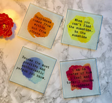 Positive mantra- Happiness comes from within - positive quote - printed Glass Coaster - Fred And Bo