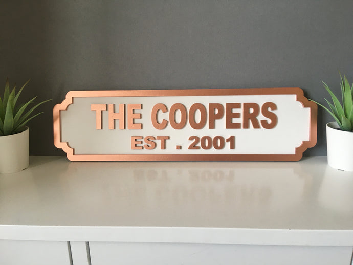 MR & MRS (double line) wedding with DATE Railway street retro sign plaque Personalised - Fred And Bo