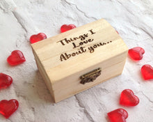 12 Things I love about .... Keepsake  - chest and hearts - romantic / wedding day gift - Fred And Bo