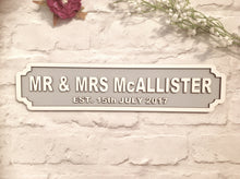 MR & MRS (double line) wedding with DATE Railway street retro sign plaque Personalised - Fred And Bo