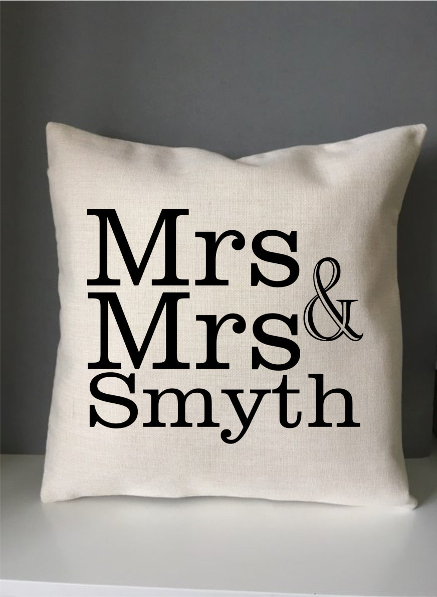 Mrs & Mrs personalised printed cushion - Fred And Bo