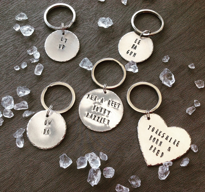 Yer a reet Bobby dazzler - Yorkshire slang - hand stamped key chain - Fred And Bo