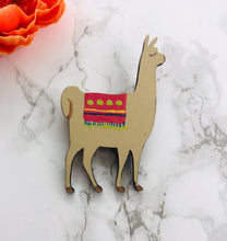 Llama - laser cut hand painted wooden badge - Fred And Bo