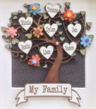 Family tree - Personalised handpainted with floral embellishments- framed - Fred And Bo