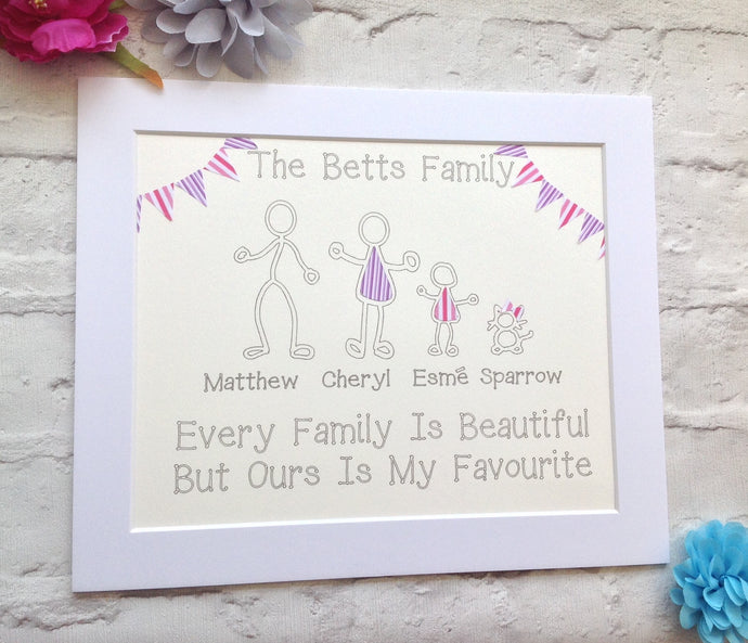 Stick family drawn print - Fred And Bo