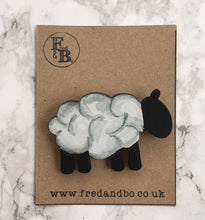 Sheep- Laser cut hand painted wooden badge - Fred And Bo