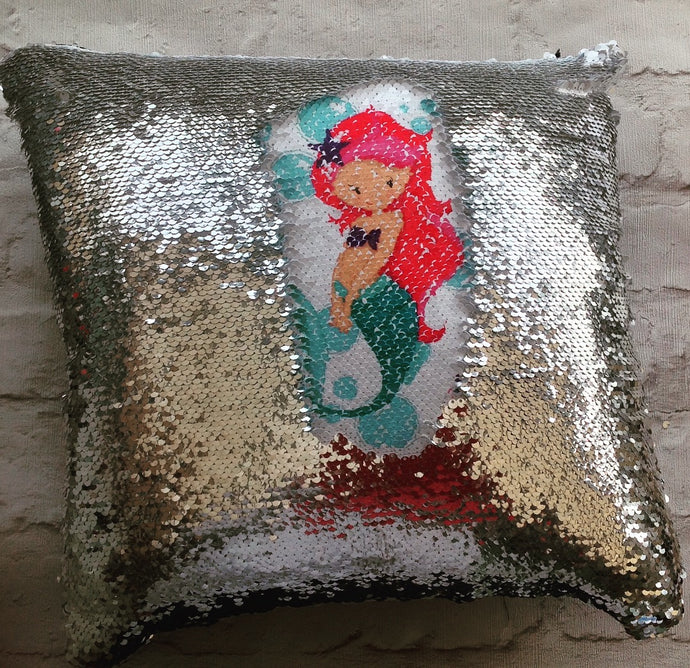 Magical sequins cushion-Mermaid under the sea personalised mermaid cushion - Fred And Bo