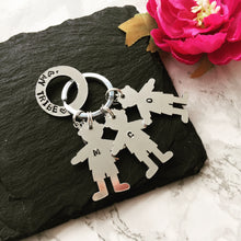 My Tribe washer and child silhouette hand stamped key ring key chain - Fred And Bo