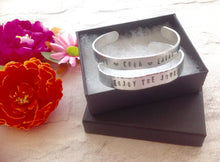 Hand stamped aluminium bangle - Enjoy The Journey - positive mantra - Fred And Bo