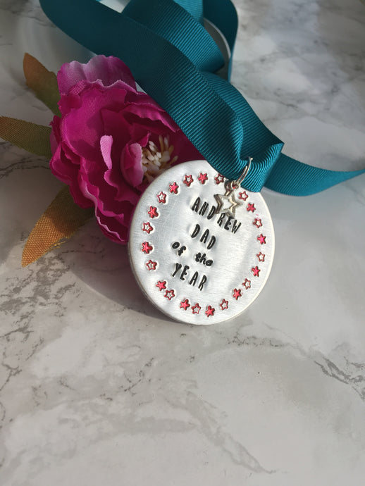 Personalised Medal - Dad of the year - Father's Day - Fred And Bo