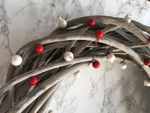 Red and Silver Berry Wooden Wreath - Fred And Bo