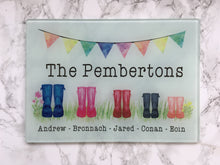 Personalised Wellie Boot Glass Chopping Board - Fred And Bo
