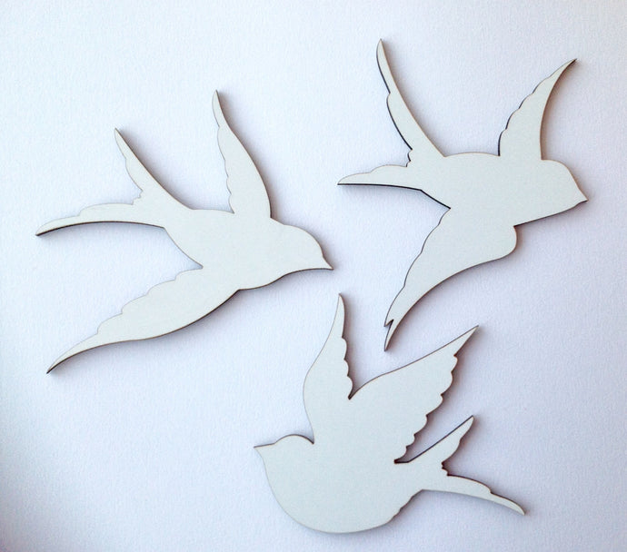 Flying trio of birds laser cut wood - Fred And Bo