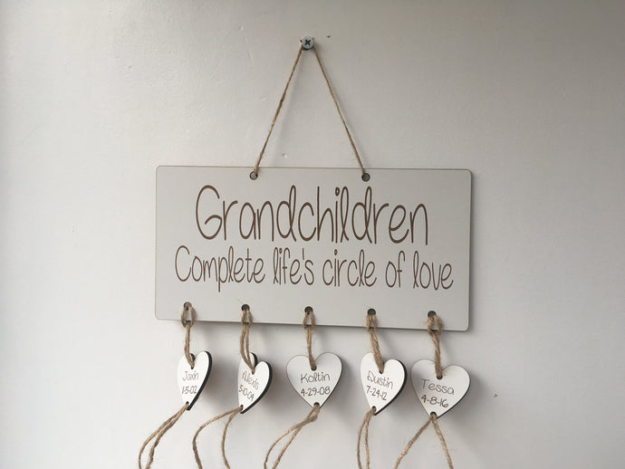 Family circle of love grandparent Personalised plaque laser cut - Fred And Bo