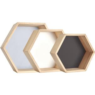 Halmstad set/ 3 hexagon-shape display units - Fred And Bo
