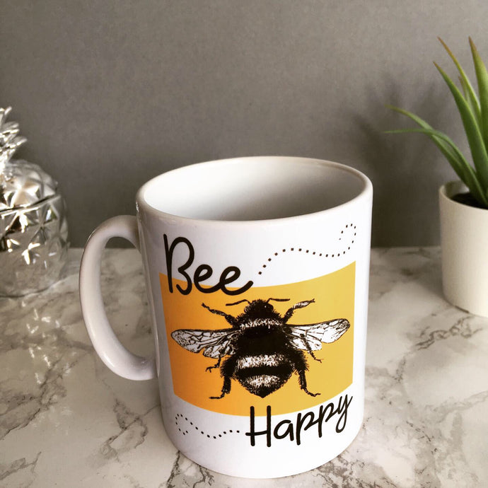 Bee happy printed ceramic mug - Fred And Bo