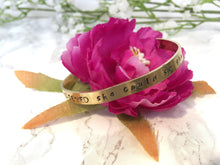 Hand stamped cuff bracelet - She BELIEVED she could do she did- positive mantra - Fred And Bo