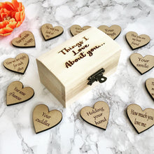 12 Things I love about .... Keepsake  - chest and hearts - romantic / wedding day gift - Fred And Bo