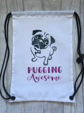 Pug - pugging awesome Personalised drawstring gym bag - - Fred And Bo