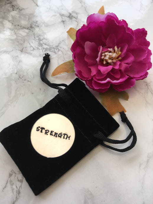 Strength token - positive mantra token - Hand Stamped - Fred And Bo