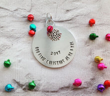 CHRISTMAS BAUBLE First Christmas as Mr & Mrs - hand stamped with charm and bell - Fred And Bo