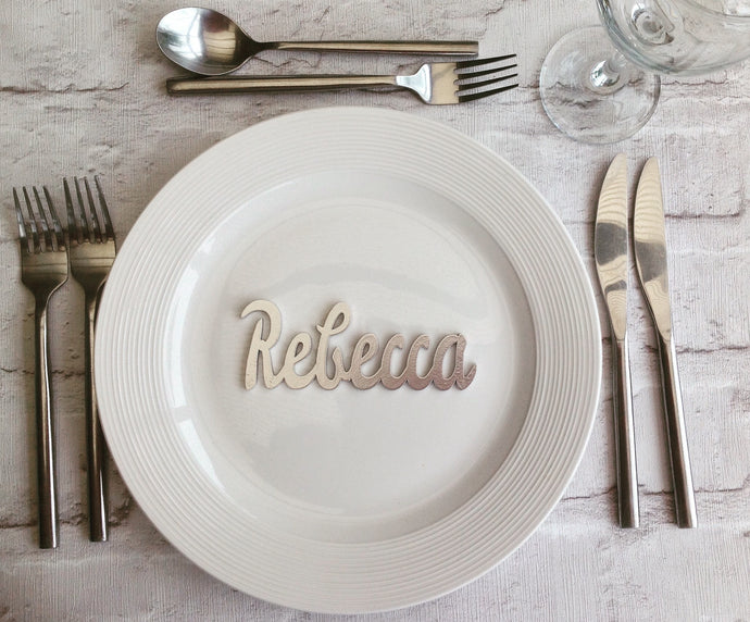 Wedding name place settings- laser cut names set of 10 - Fred And Bo